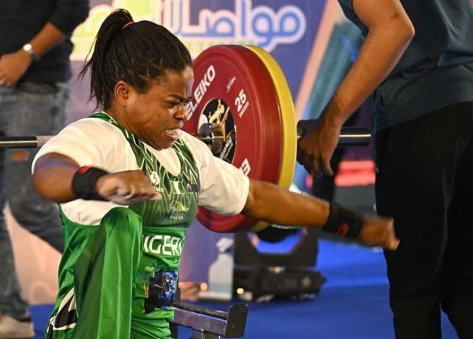 Esther Nworgu of Nigeria takes her first African Open Championships title by breaking the world record in the women's up to 41kg category. ⒸMohamed AlmanyWPPO